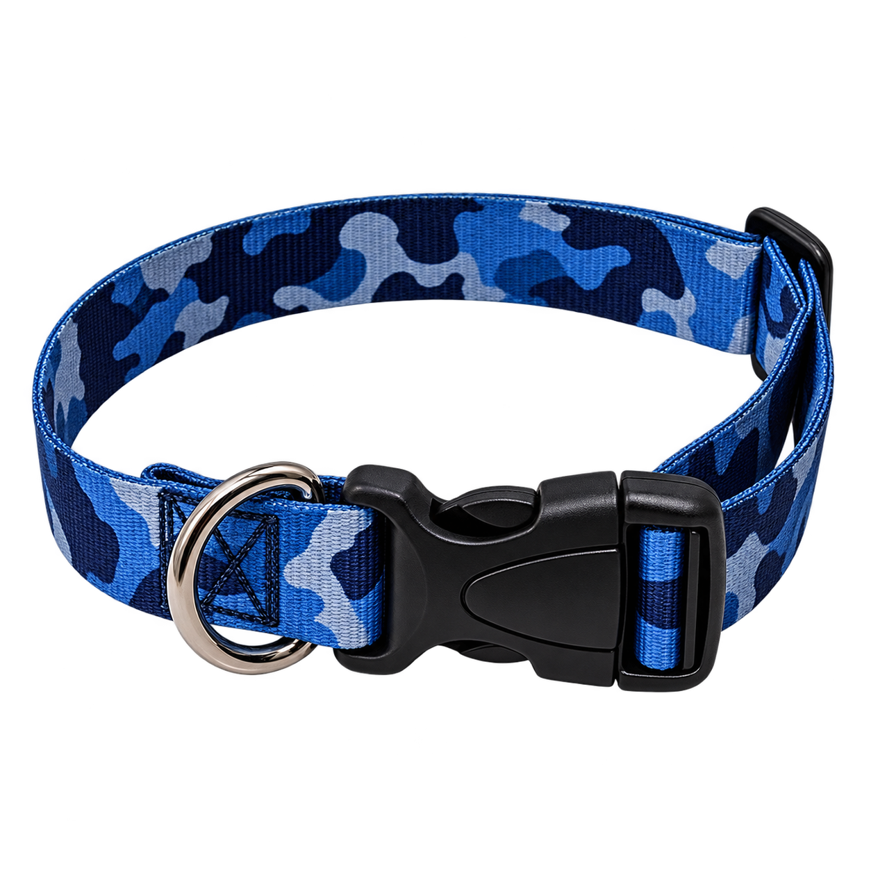 Collar para Perro Ajustable de Reata Premium azul + Collar de identificación