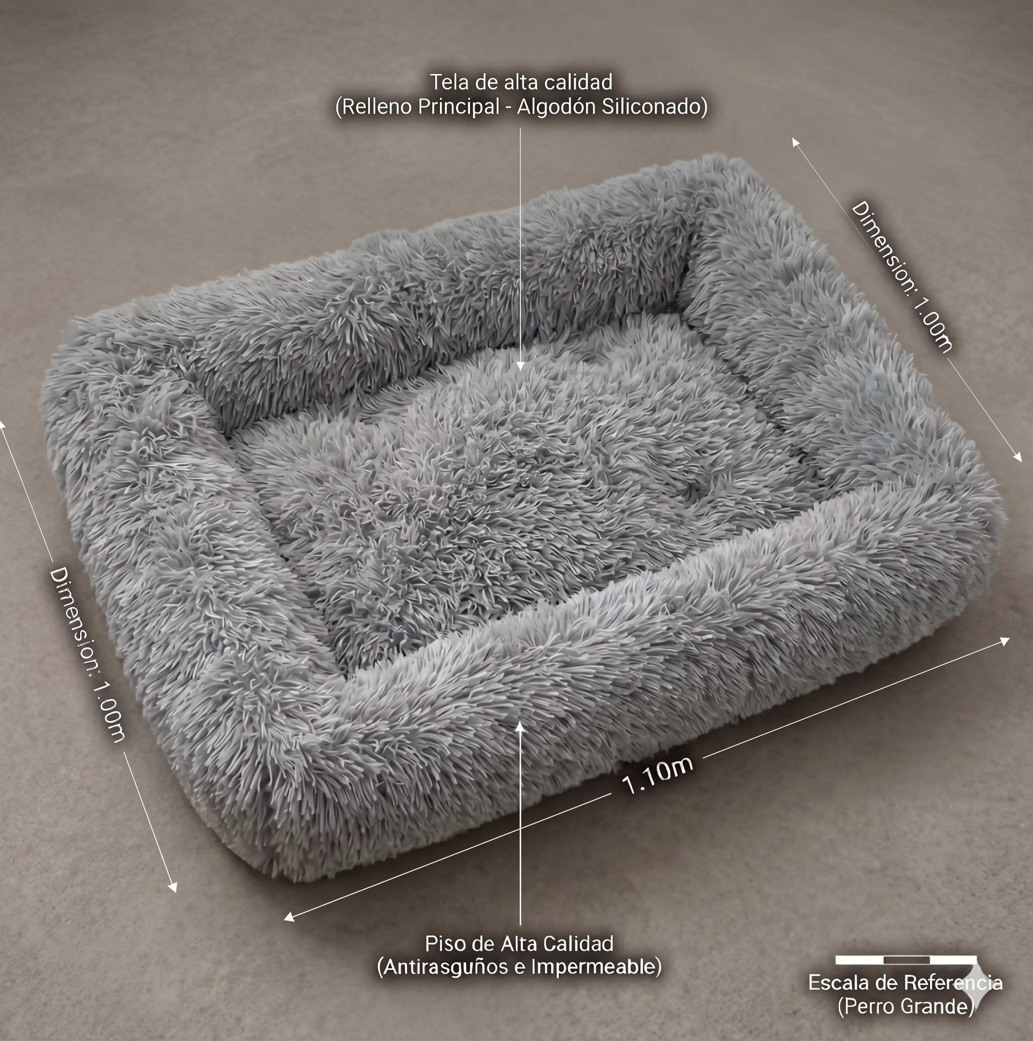 Cama PREMIUM antiestrés cuadrada Dumapets