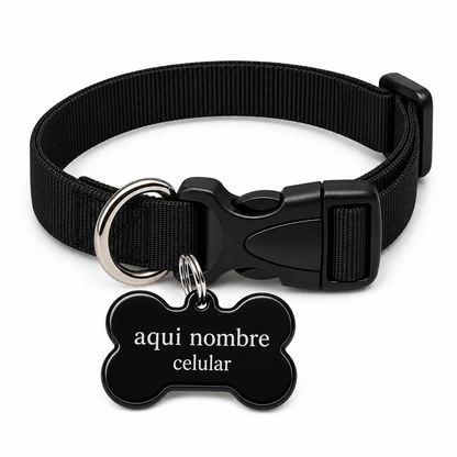 Collar para Perro Ajustable de Reata Premium  + Collar de identificación