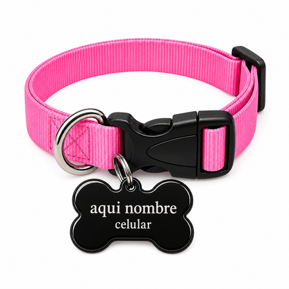 Collar para Perro Ajustable de Reata Premium  + Collar de identificación